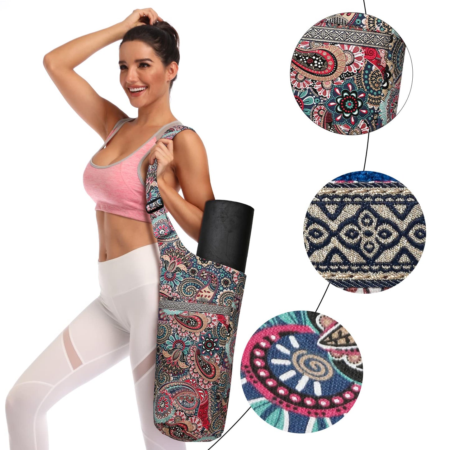 IwIeIaIrI Yoga Mat Bag with Large Size Pocket and Zipper Pocket，Yoga Bag Adjustable Shoulder Strap- Holds More Yoga Accessories