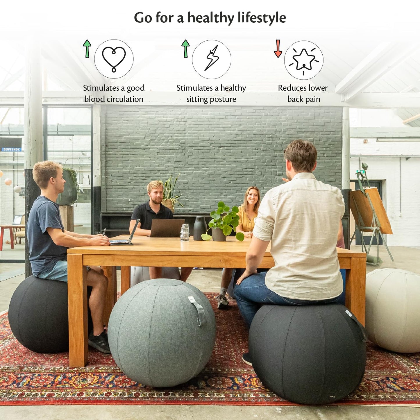 Balance Ball Chair for Office & Home - Ergonomic Exercise Ball for Posture & Back Pain Relief, Yoga Ball Chair - Sitting Ball with Washable Linen Cover