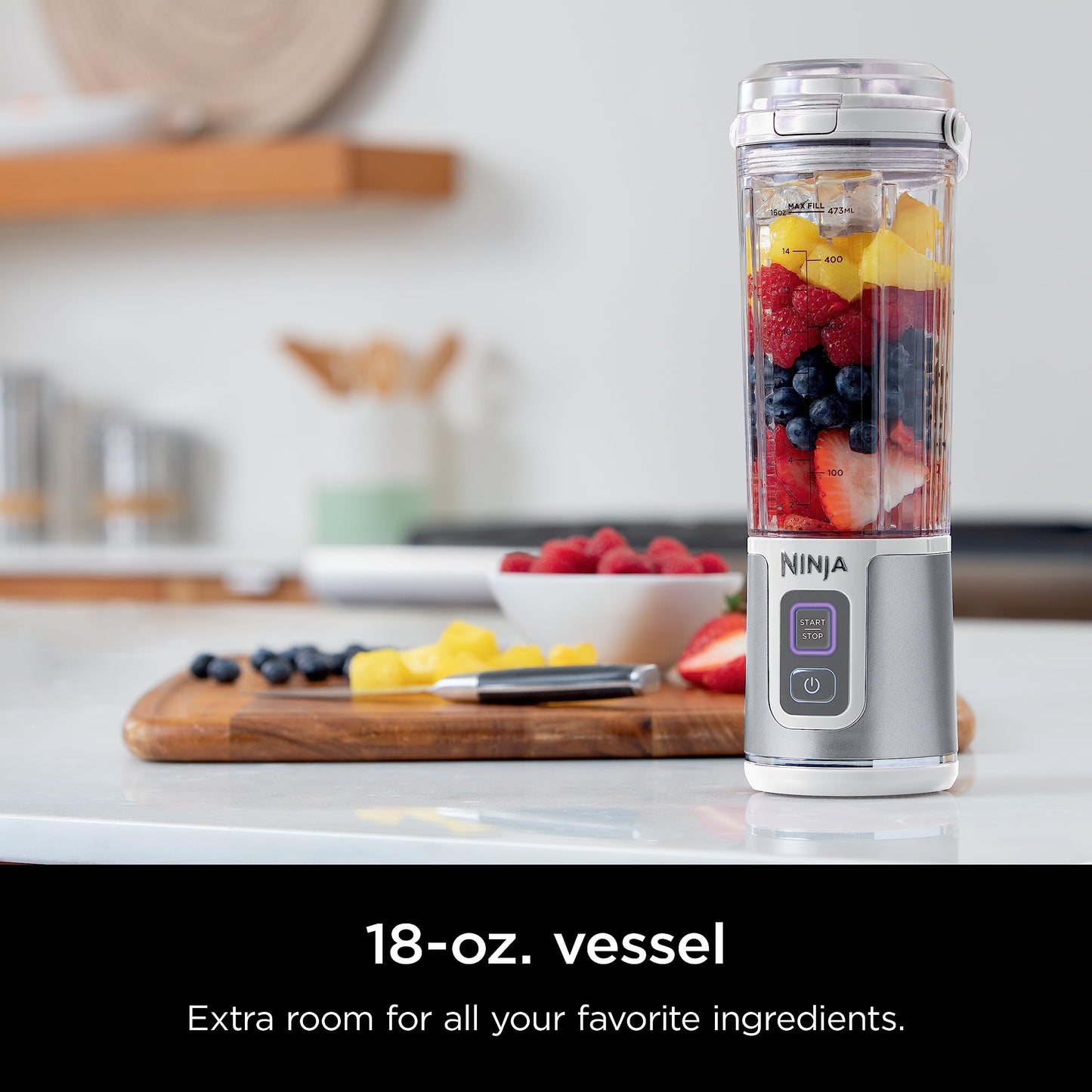 Ninja Blast Portable Blender, Cordless, 18oz. Vessel, Personal Blender For-Shakes and Smoothies, BPA Free, Leakproof-Lid and Sip Spout, USB-C Rechargeable, Dishwasher Safe Parts, Denim Blue, BC151ND