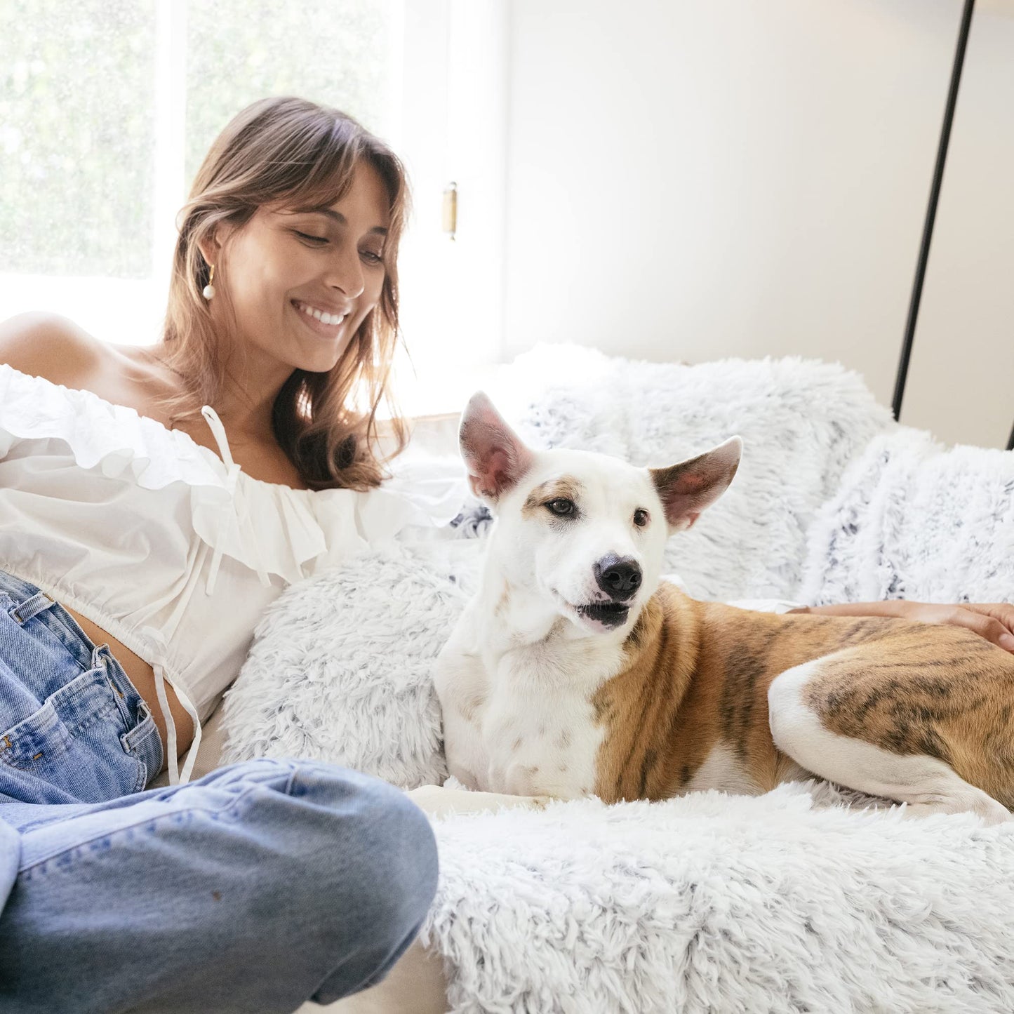 Best Friends by Sheri Calming Lux Dog Blanket, Oyster Cream, 40" x 50"