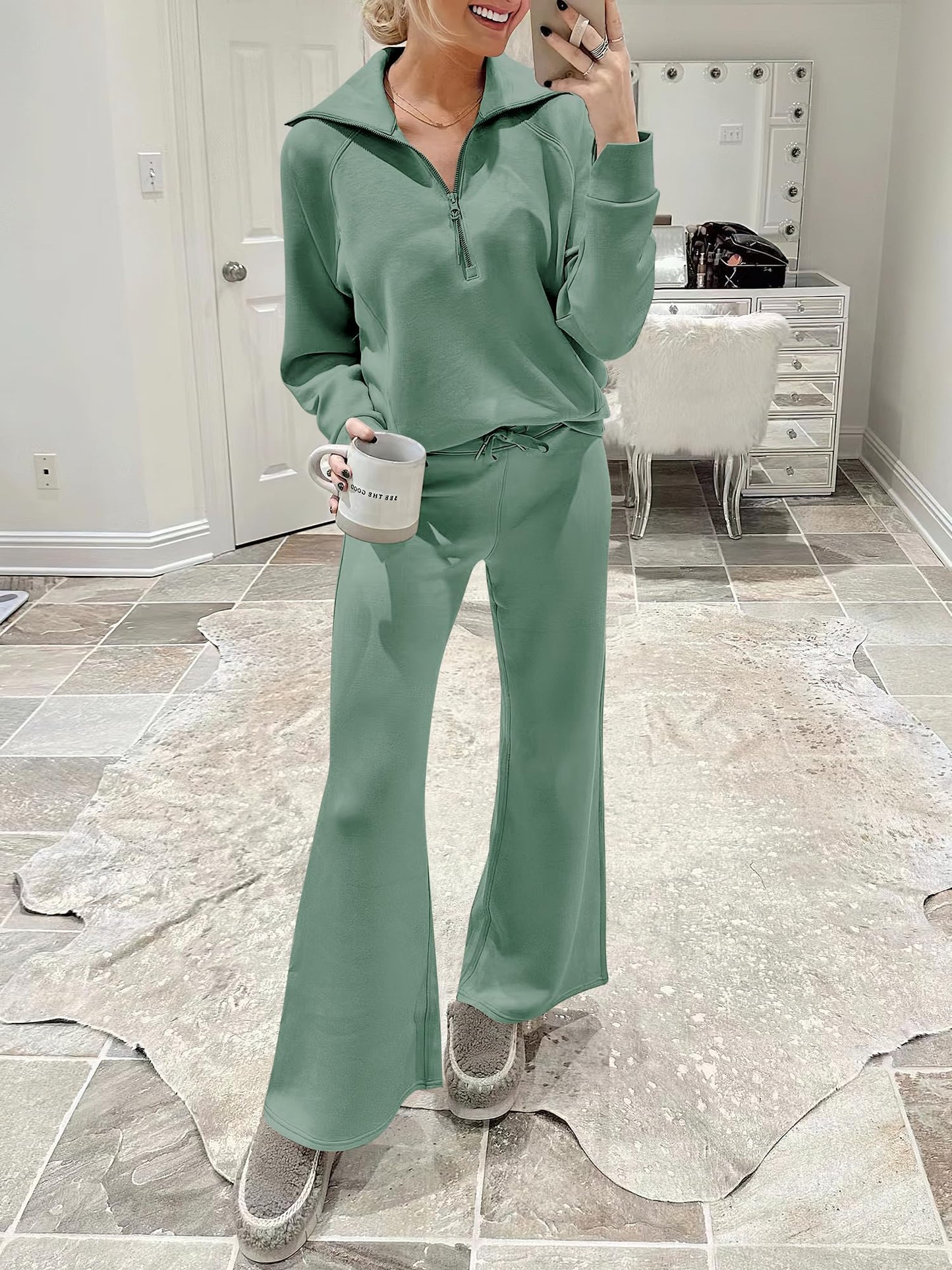 ANRABESS Women 2 Piece Outfits Sweatsuit Oversized Sweatshirt Sweatpants Tracksuit Sweat Lounge Matching Set 2024 Fall Trendy