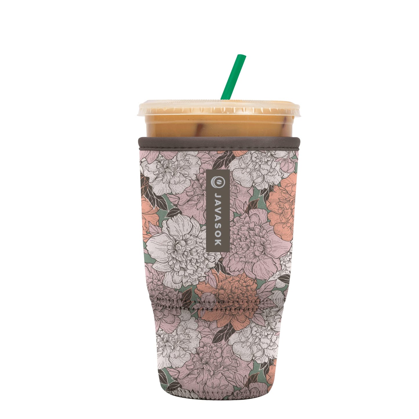 Sok It Java Sok Iced Coffee & Cold Soda Insulated Neoprene Cup Sleeve (English Garden Picnic, Medium: 22-28oz)