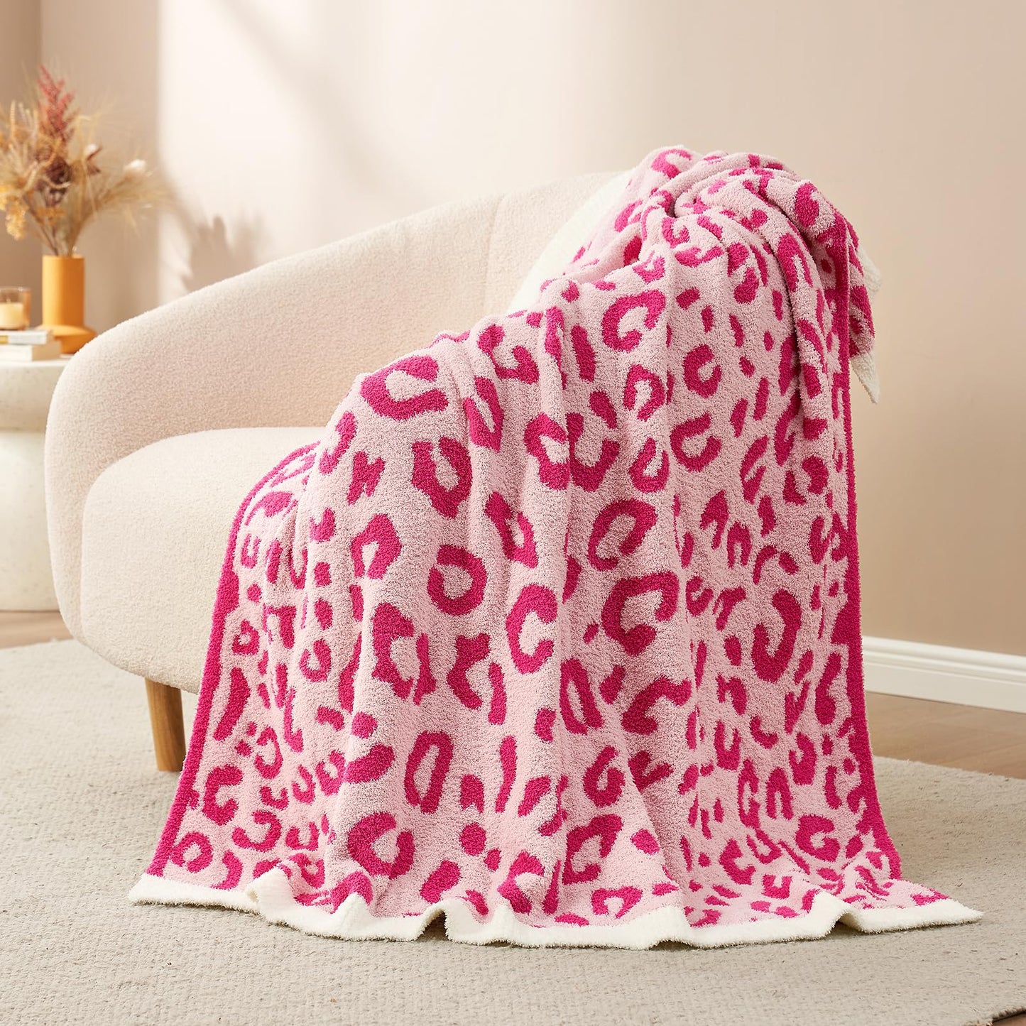 Snuggle Sac Leopard Throw Blanket for Couch Bed Sofa 50x60 inches, Reversible Beige Leopard Blanket Ultra Soft Cozy Blankets for Women Mothers Birthday Gifts