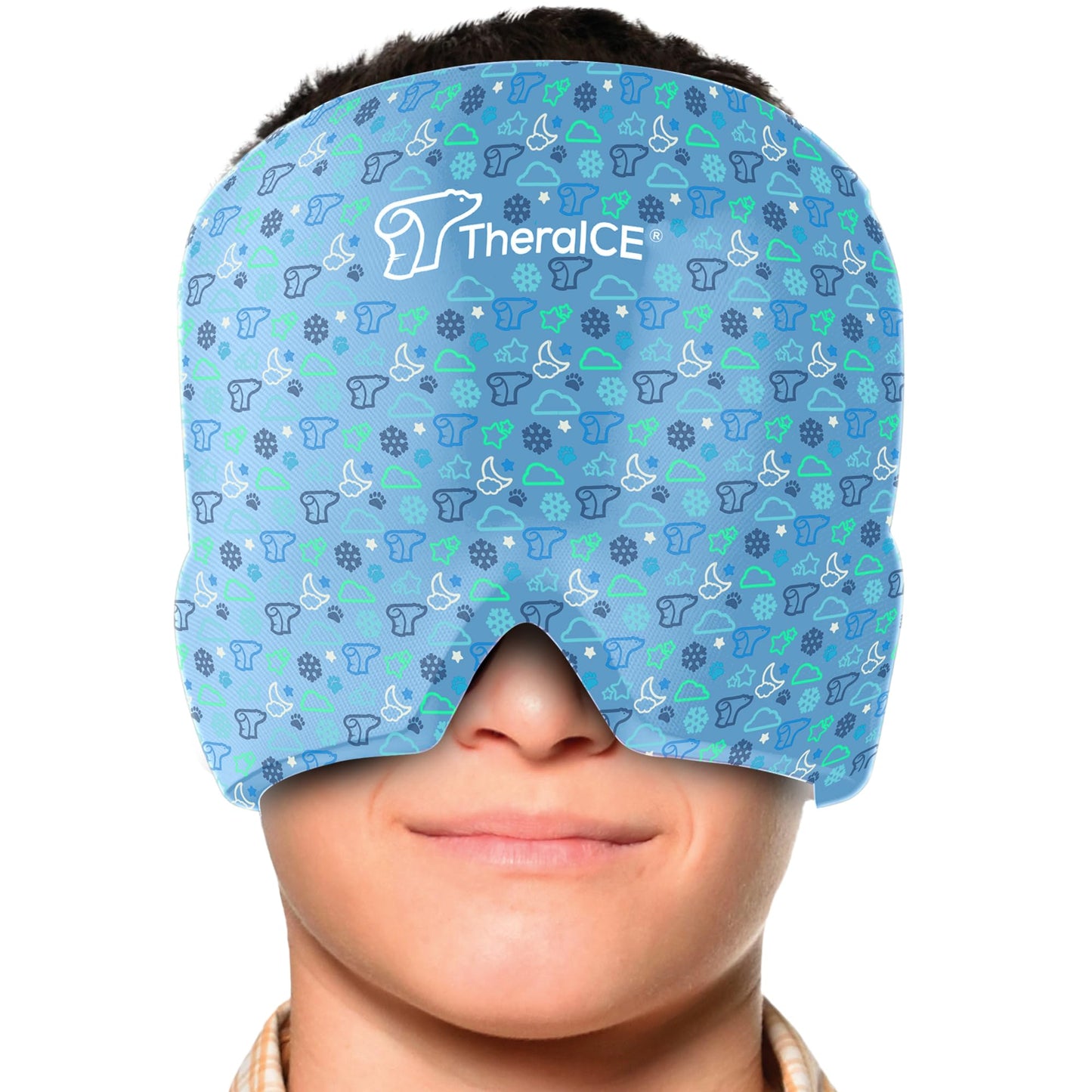 TheraICE Migraine Relief Cap, Soothing Headache Hat Ice Pack Mask, Face Cold Compress Cooling Gel Head Wrap Products for Tension, Stress & Hangover