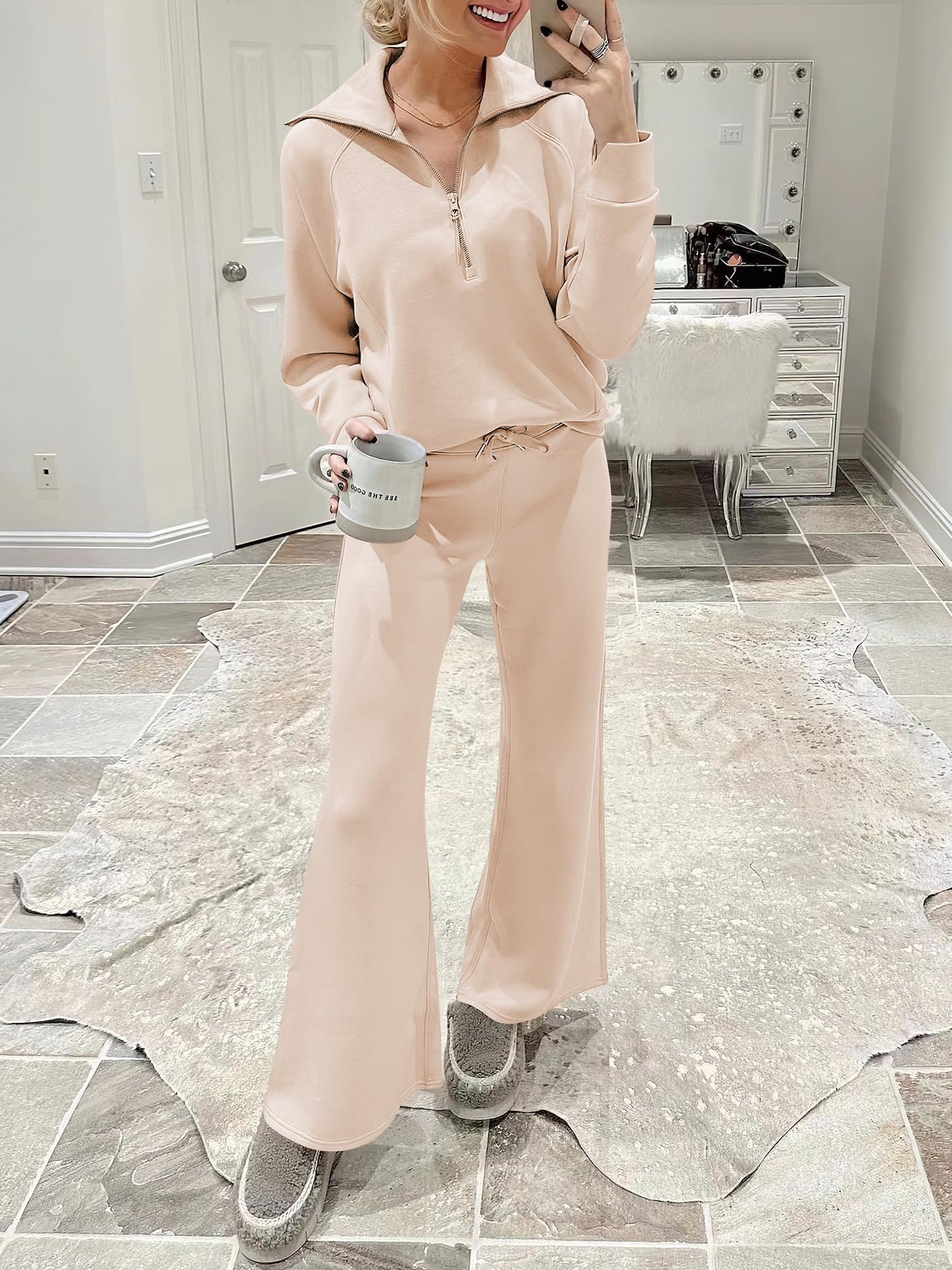 ANRABESS Women 2 Piece Outfits Sweatsuit Oversized Sweatshirt Sweatpants Tracksuit Sweat Lounge Matching Set 2024 Fall Trendy