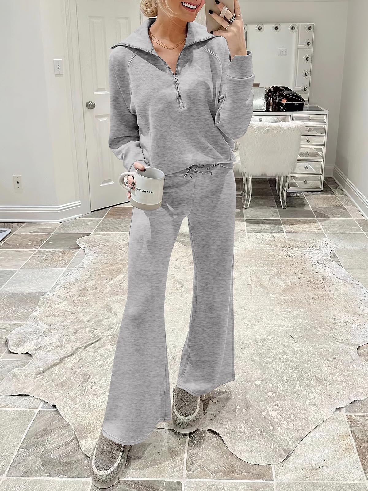 ANRABESS Women 2 Piece Outfits Sweatsuit Oversized Sweatshirt Sweatpants Tracksuit Sweat Lounge Matching Set 2024 Fall Trendy