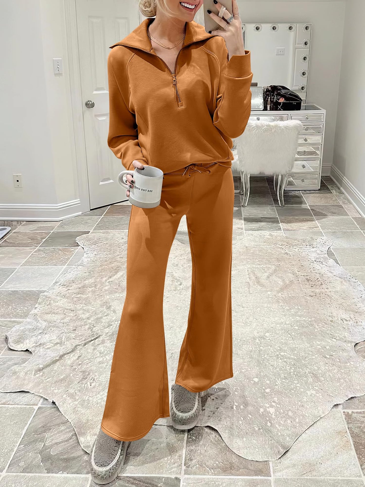 ANRABESS Women 2 Piece Outfits Sweatsuit Oversized Sweatshirt Sweatpants Tracksuit Sweat Lounge Matching Set 2024 Fall Trendy