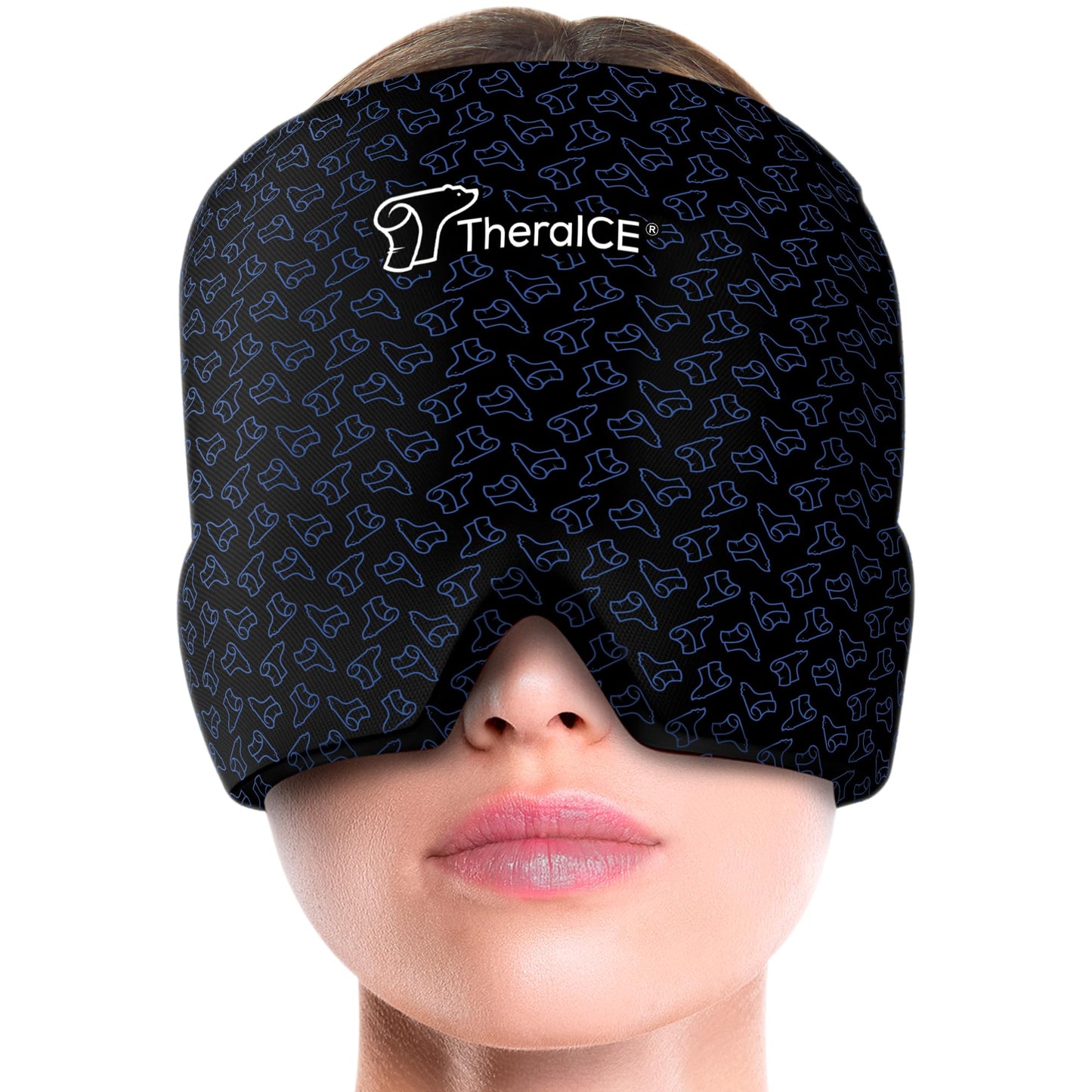 TheraICE Migraine Relief Cap, Soothing Headache Hat Ice Pack Mask, Face Cold Compress Cooling Gel Head Wrap Products for Tension, Stress & Hangover