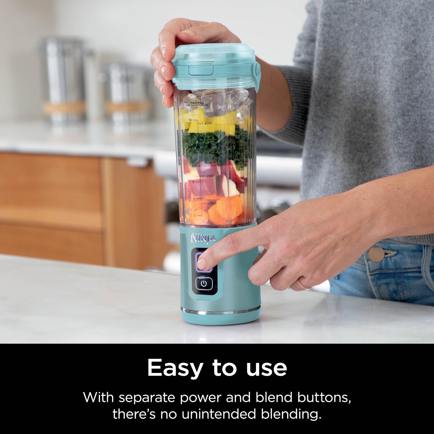 Ninja Blast Portable Blender, Cordless, 18oz. Vessel, Personal Blender For-Shakes and Smoothies, BPA Free, Leakproof-Lid and Sip Spout, USB-C Rechargeable, Dishwasher Safe Parts, Denim Blue, BC151ND