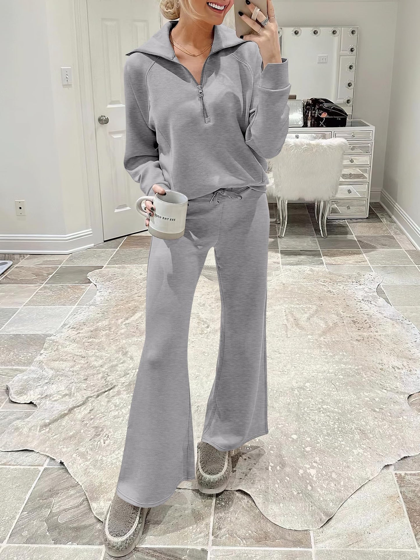 ANRABESS Women 2 Piece Outfits Sweatsuit Oversized Sweatshirt Sweatpants Tracksuit Sweat Lounge Matching Set 2024 Fall Trendy